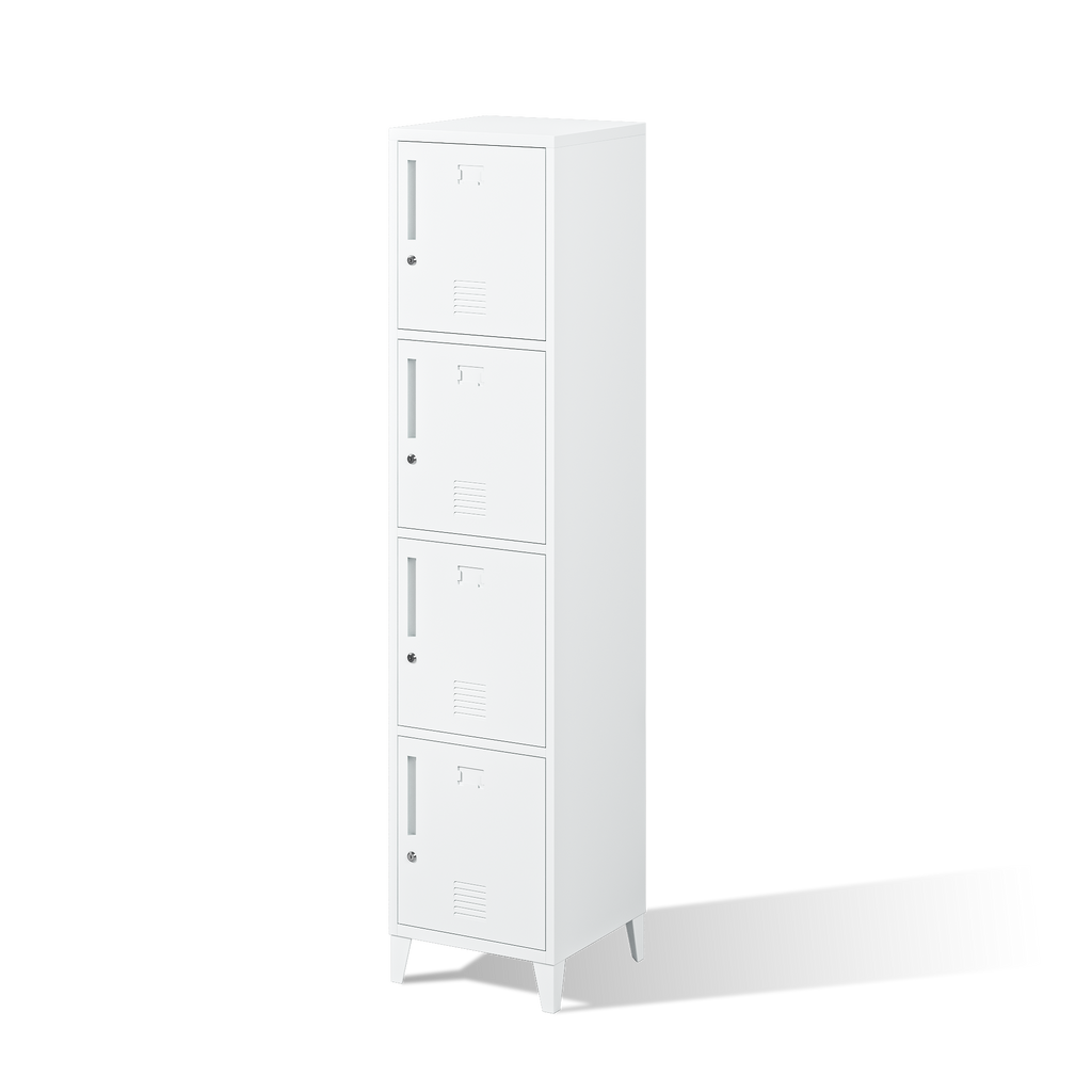 Deyu Modern Vertical 4-Door Metal Locker Cabinet – Slim White Storage Unit