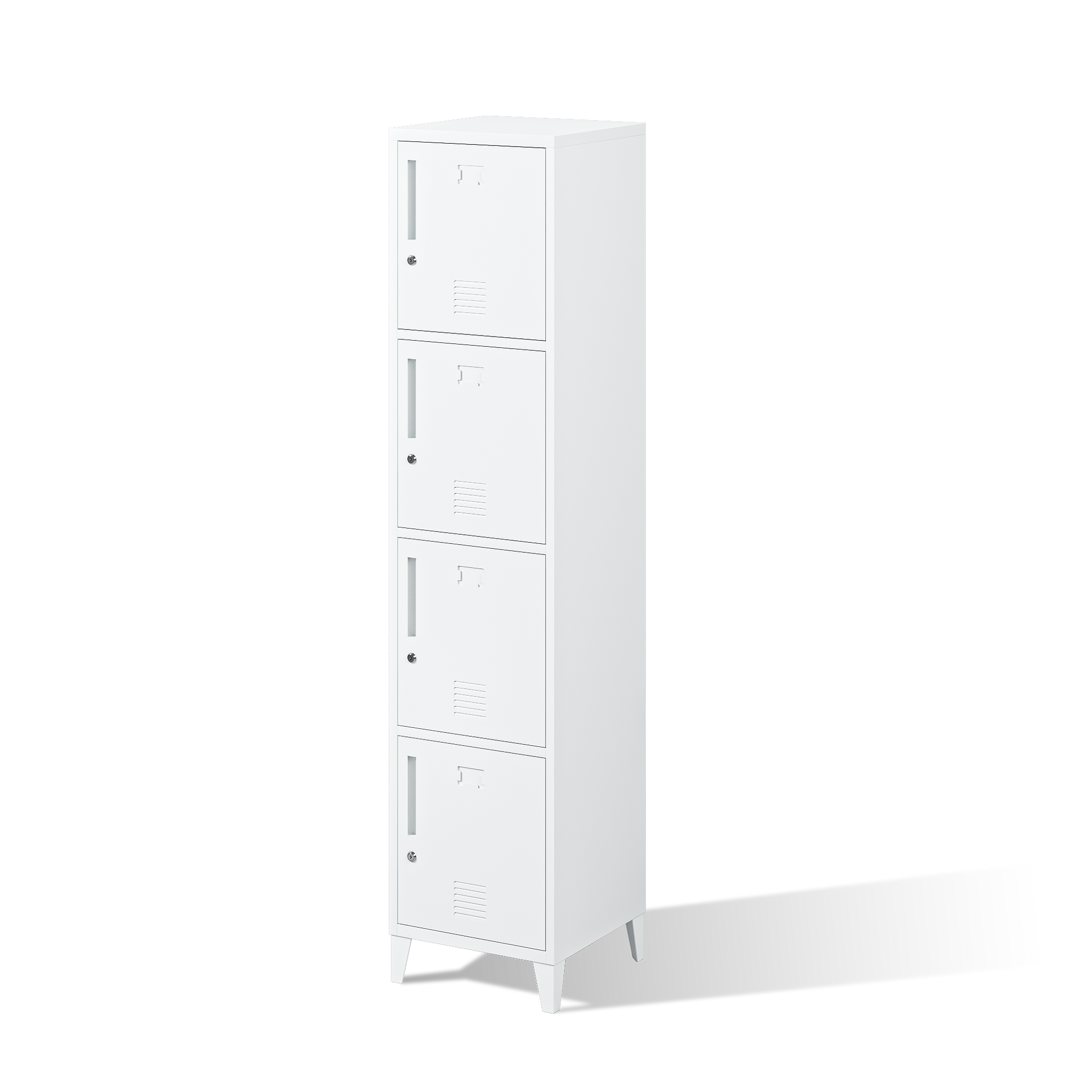 Deyu Modern Vertical 4-Door Metal Locker Cabinet – Slim White Storage Unit