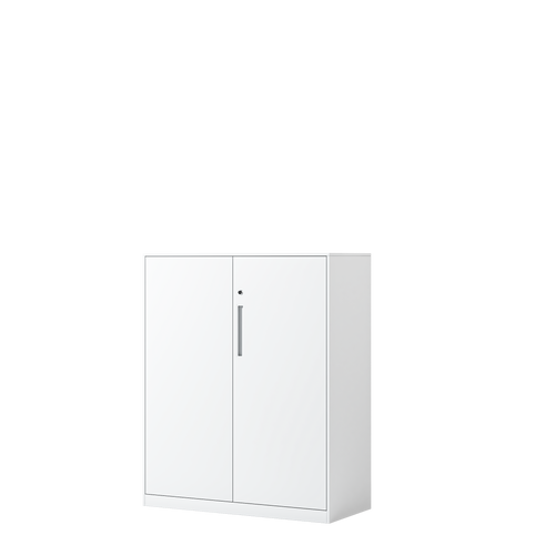 Deyu 2-Door Low Metal Storage Cabinet with Lock – White Steel Office Organizer
