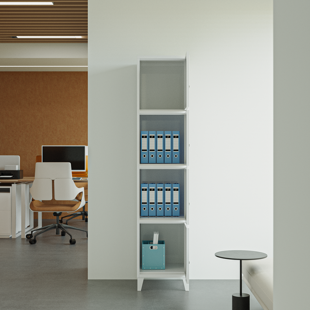 Deyu Modern Vertical 4-Door Metal Locker Cabinet – Slim White Storage Unit