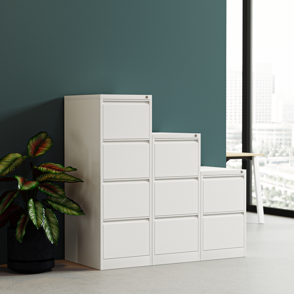 Deyu 4-Drawer Vertical Metal Filing Cabinet with Lock – White Steel Document Organizer