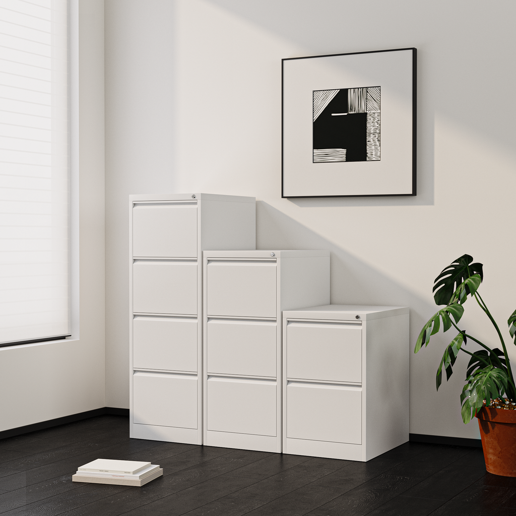 Deyu 4-Drawer Vertical Metal Filing Cabinet with Lock – White Steel Document Organizer
