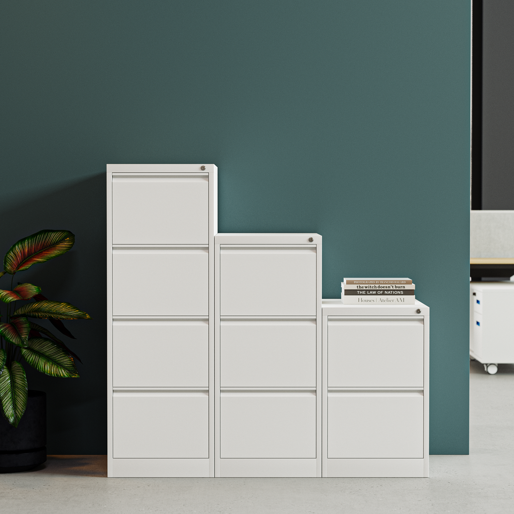 Deyu 4-Drawer Vertical Metal Filing Cabinet with Lock – White Steel Document Organizer