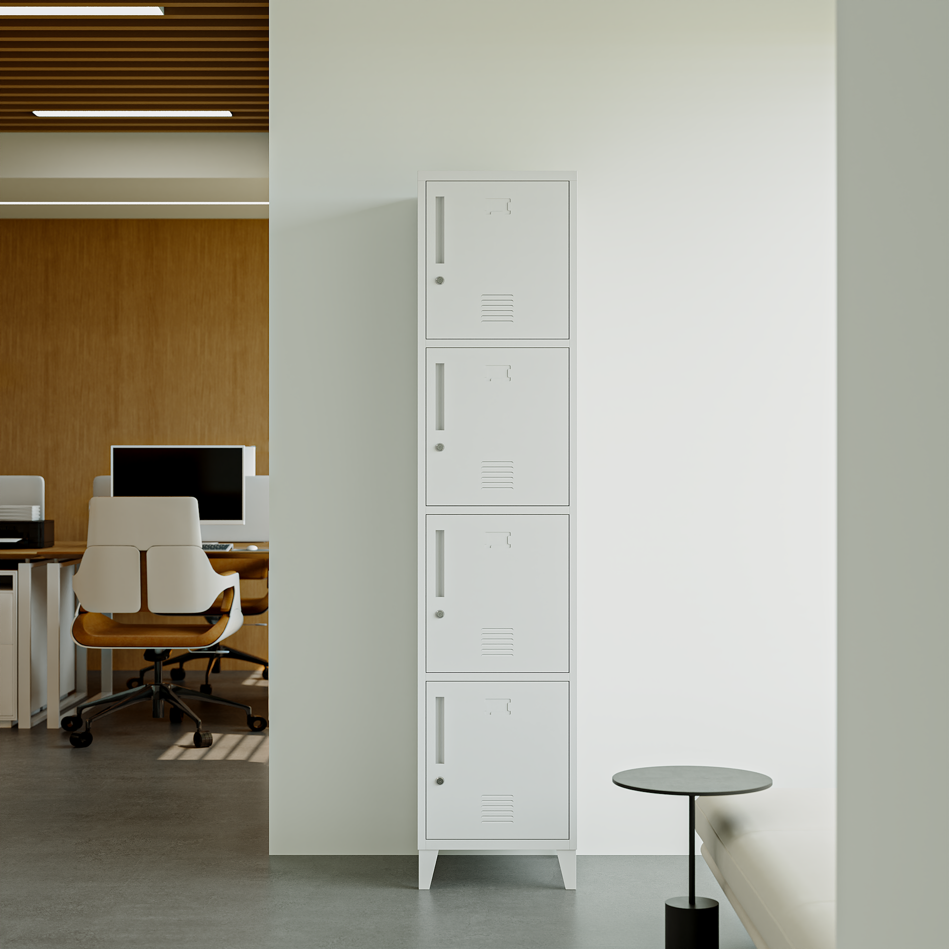Deyu Modern Vertical 4-Door Metal Locker Cabinet – Slim White Storage Unit